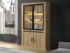 TIBOR Vitrine 4 portes chêne français avec LED