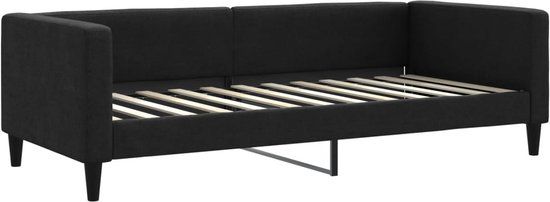vidaXL Slaapbank Stof Zwart 90x200 cm