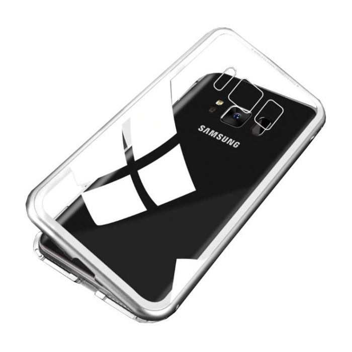 Stuff Certified Samsung Galaxy S8 Plus Magnetisch 360° Hoesje met Tempered Glass - Full Body Cover Hoesje + Screenprotector Zilver