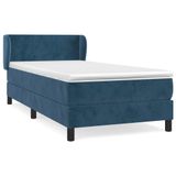 vidaXL Boxspringbed met matras, donkerblauw, 100x200 cm, fluweel
