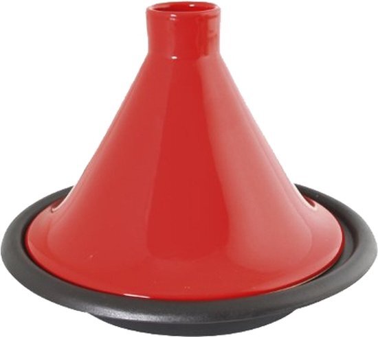 Tradifonte 509833 Tajine, gegoten staal, deksel steengoed, rood - 31 cm