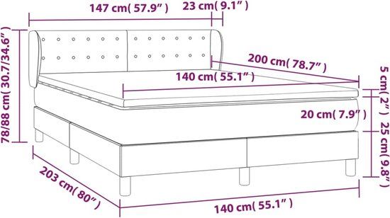 vidaXL Boxspring met matras stof blauw 140x200 cm