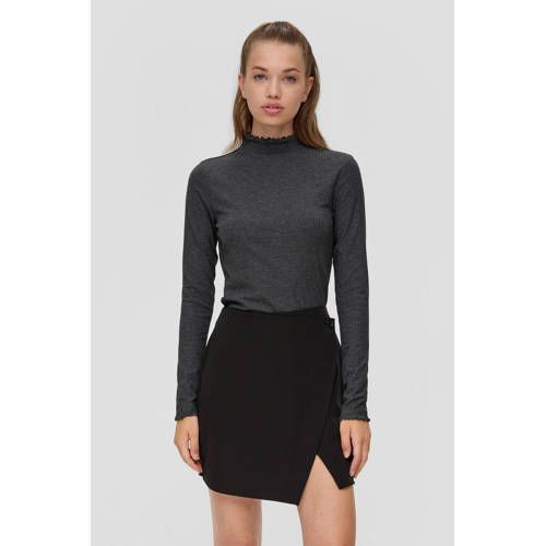 Q/S by s.Oliver Gemêleerde Ribgebreide Top - Antraciet
