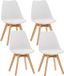 OutdoorMatch Chaise Iris - Blanc - Hêtre - Set de 4