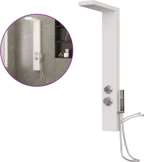 vidaXL Douchepaneelsysteem - aluminium - wit - 47 cm