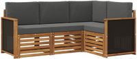 vidaXL Acacia Hout Bank Loungeset 4-zits Natuurlijk en Antraciet