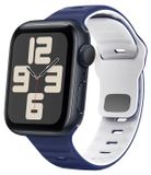 Wigento Apple Watch SE 2023 40mm Polisband van siliconen met golvende structuur, donkerblauw/wit
