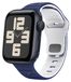 Wigento Apple Watch SE 2023 40mm Polisband van siliconen met golvende structuur, donkerblauw/wit