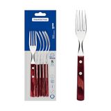 Domestic by Mäser, Serie Polywood, steakvork 19 cm in 6-delige set, stijlvol steakbestek van roestvrij staal