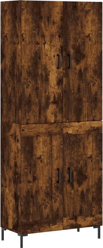 vidaXL Hoge kast 69,5x34x180 cm bewerkt hout gerookt eikenkleurig