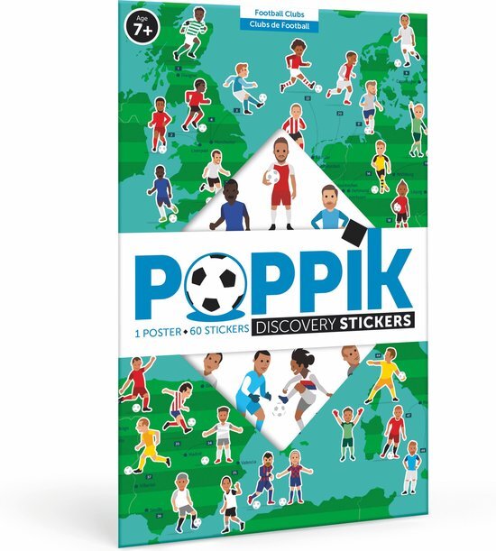 Poppik DIS013 Discovery Sticker Voetbal. voor kinderen 4 jaar en boven-Fun, educatieve poster kit