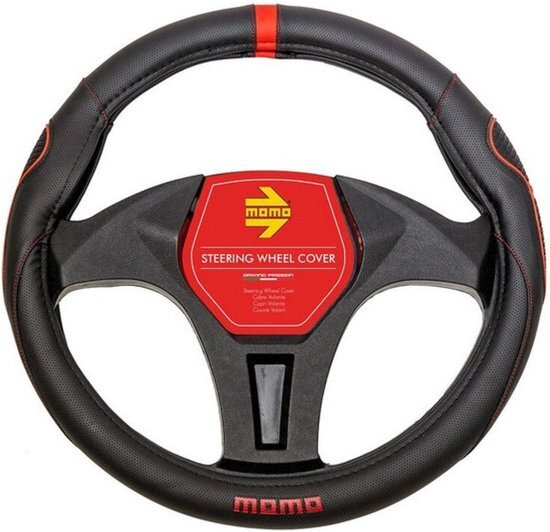 Momo Momlswc014br Steering Wheel Cover For Cars, Black / Red