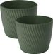 Form Plastic Pot de fleurs Waves - 2x - plastique - vert foncé - D17 x H14 cm - rond