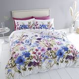 Catherine Lansfield Beddengoed Platteland Bloemen Dubbele Dekbedovertrek Set met Kussenslopen Roze/Blauw