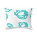 BonaMaison Turkoois-Wit Decoratieve Kussensloop, Kussenhoezen Bank, Decoratieve Kussenhoesjes, Kussensloop; Sofa, Slaapkamer, Kantoor, Auto 45x60 Cm - Ontworpen en vervaardigd in Turkije