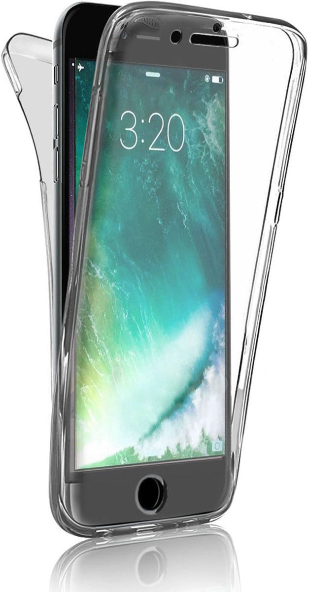 iCall Apple iPhone 8 Plus / 7 Plus - Volledige 360 Graden Bescherming Voor en Achterkant Edged Siliconen Gel TPU Case Screenprotector Transparant Cover Hoesje - 0.5mm