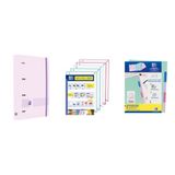Oxford, Ordner Live & Go A4+, 4 ringen, polyfoam-kunststof, inclusief navulling met 5 geruite strepen, 5 x 5 en kunststof tabbladen, pastelkleuren