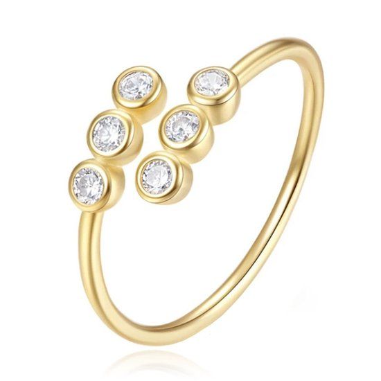 Elenza AMS Elenza Verstelbare .925 Zilveren Ring met Zirkonia Steen
