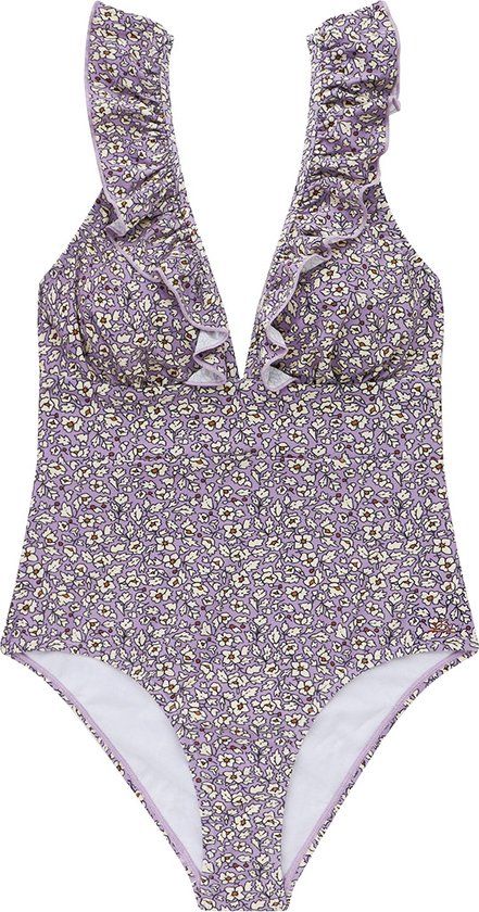 Salted Stories Safhira | Flore Women Chalk Violet Print Halter Bikini Top M
