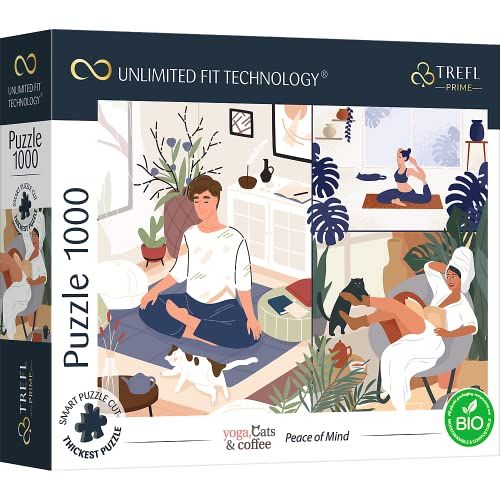 Trefl Prime - Puzzle Uft Yoga, Cats & Coffee: Peace Of Mind - 1000 Pieces