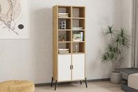 Hanah Home Scandinavische boekenplank, saffiereiken & wit, 58,6 x 30 x 160 cm