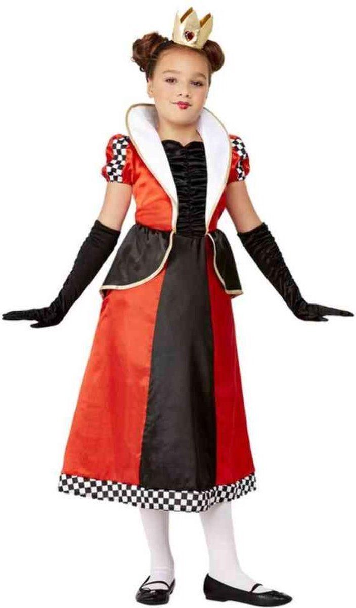 Smiffys Kinder Kostuum Queen Of Hearts Rood/Zwart - Kids tm 9 jaar - 5059513007339
