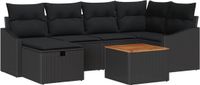 vidaXL Tuinbank - Set - 7-delig - Zwart - Polyrattan