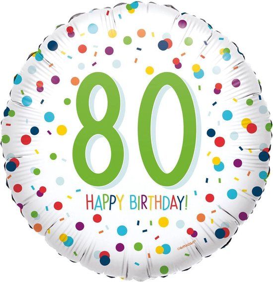 Amscan Folieballon Confetti Bday 80 43 Cm Wit