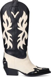 Sacha - Dames - Zwarte leren cowboylaarzen met sierstiksels - Maat 36