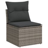 vidaXL 11-delige Loungeset met Kussens Poly Rattan Grijs