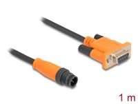 Delock 66745 câble série Noir, Orange 1 m connecteur M12 5 broches vers D-Sub 9 broches