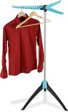 Merkloos Relaxdays wasrek inklapbaar, 3 armen, voor kledinghangers, droogrek, 128 x 56,5 cm, zilver-turkoois