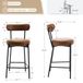 Tabourets de bar, set de 2 - Tabouret de bar rembourré, 76 cm - Assise et dossier confortables - Cadre métallique robuste - Convient pour cuisine et bar - Marron