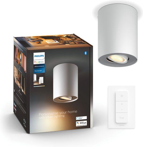 Philips Hue Pillar Opbouwspot - White Ambiance - GU10 - 1-spot - Wit - Incl. Dimmer Switch