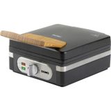 DOMO DO9275W Wafelijzer, dubbel wafelijzer voor Belgische wafels, antiaanbaklaag, 1400 W, inky black
