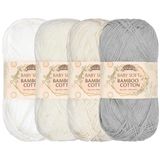 JubileeYarn Baby Soft Bamboe Katoen Garen - 50g/Streng - Tinten Wit - 4 strengen