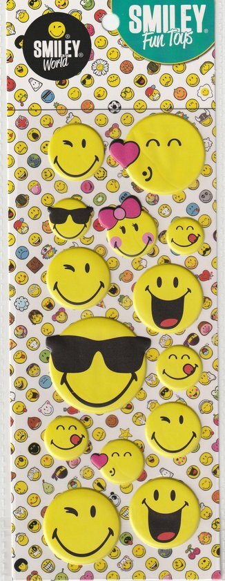 Générique Smiley Emoji 3d Stickers | 1 Stickervel 22 x 10 cm | 14 stickers