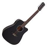 Gear4music Dreadnought 12-snarige Elektro-akoestische Gitaar, Zwart