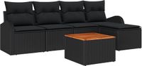 vidaXL Tuinbank - Set - 6 - st - Zwart - poly - rattan