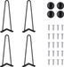 Clous de fixation pour meubles, 35 cm - Jeu de pieds de table - Charge lourde, métal, 2 pièces, 10 mm - 4 pièces - Industriel, style milieu du siècle, noir