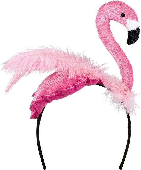 Boland 52565 Haarband, flamingo, hoofdsieraad, pluche, tiara, kostuum, verkleding, themafeest, carnaval