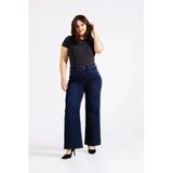 Fox Factor High Waist Wide Leg Jeans Dark Blue Denim