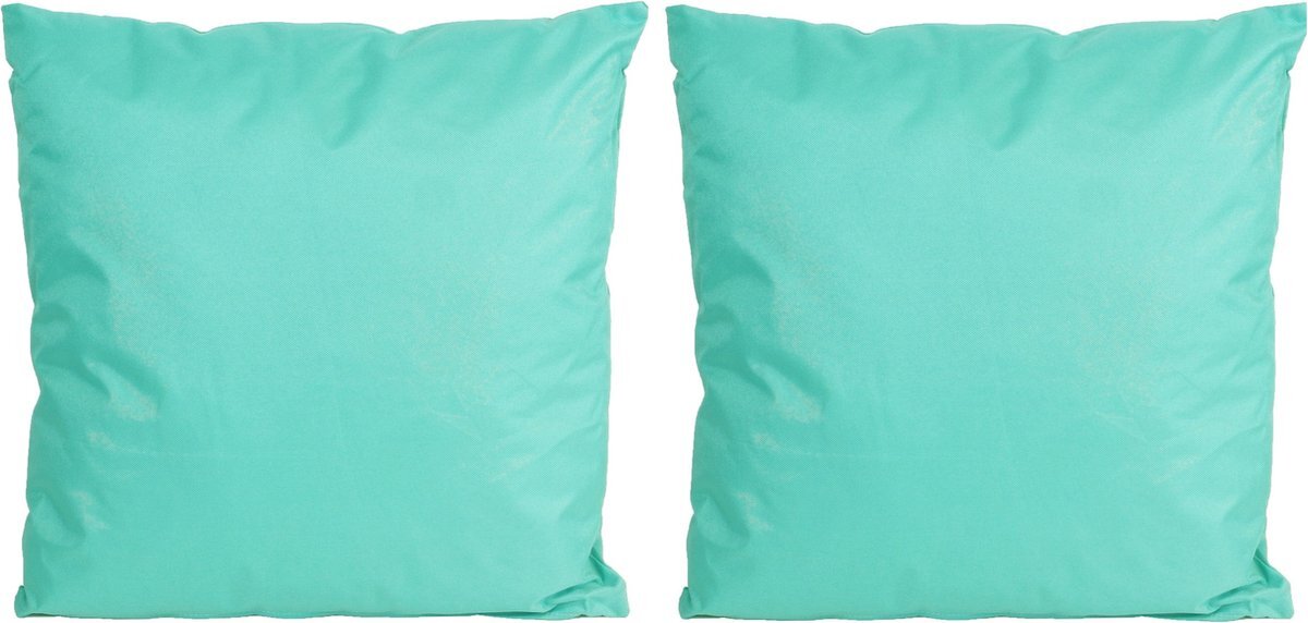 Anna's Collection 8x Bank/sier kussens voor binnen en buiten in de kleur aquablauw/groen 45 x 45 cm - Tuin/huis kussens