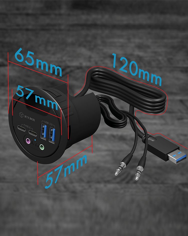 Icy Box Hub 4-Port USB 3.0 IB-HUB1403B Tischeinbau