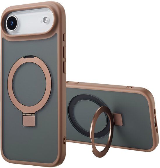 Accezz Hoesje - Geschikt voor Apple iPhone Air - Ring Stand Backcover geschikt voor MagSafe - Bruin