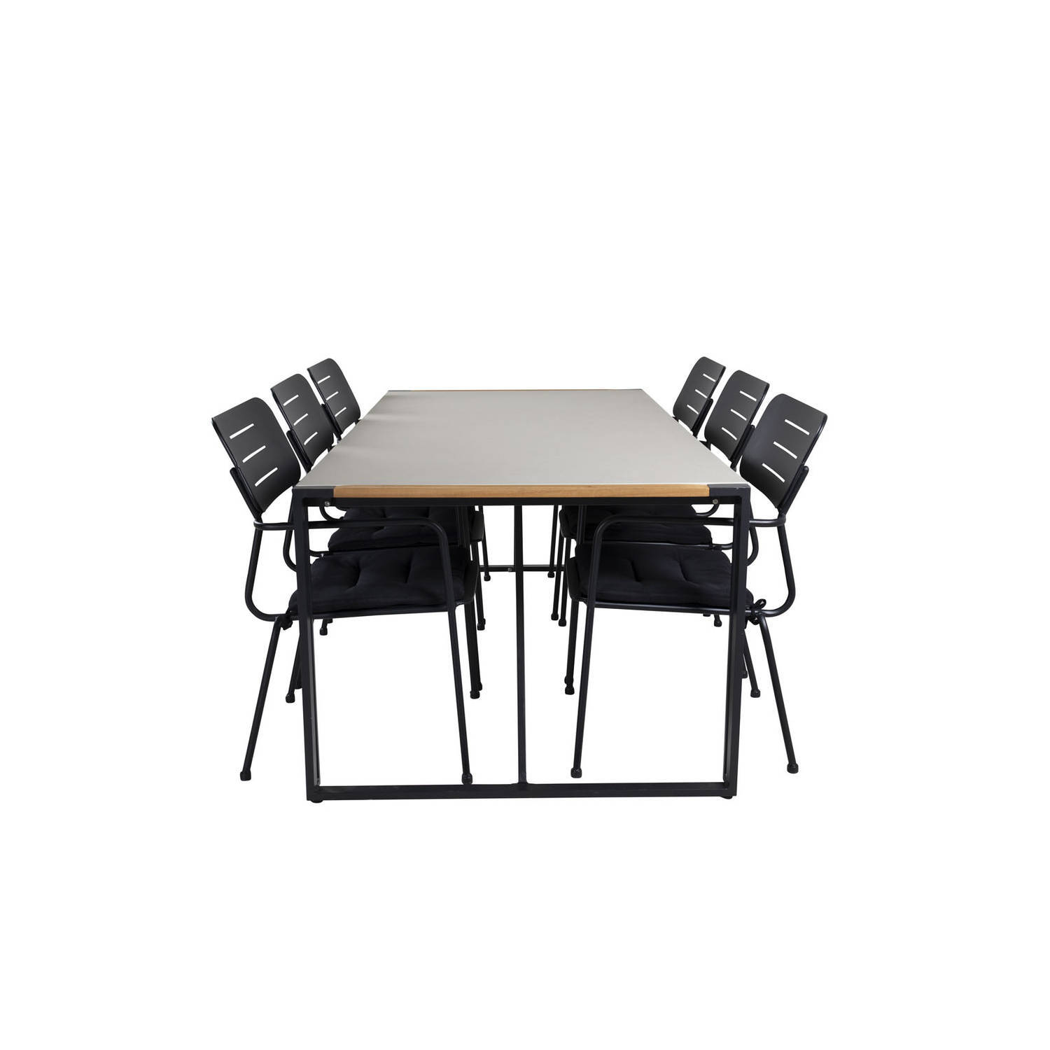 Hioshop Texas tuinmeubelset tafel 100x200cm en 6 stoel Nicke groen, zwart, grijs, naturel.