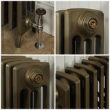 Isabel Radiateur fonte - H 35,7 cm x L 27,1 cm x P 17,5 cm - 4 rangs de colonnes - Laiton naturel