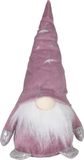 Merkloos / Sans marque Decoratie kerstman gnome pop - 13 cm - roze - pluche - dwerg/kabouter - kerstdecoratie