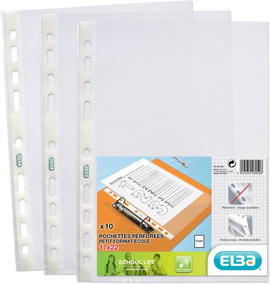 Elba Oxford doorzichtige insteekmappen, 170 x 220 mm, 9-gaats perforatie