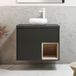 Hudson Reed Meuble sous lavabo suspendu - Gris noir - Avec vasque ronde blanc - 80 cm - Sans LED - Hoxton
